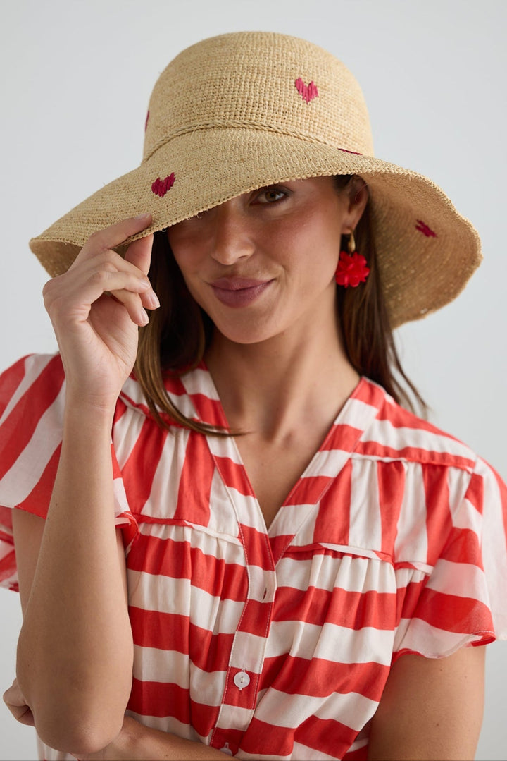 Love Bucket Hat - Natural W Red