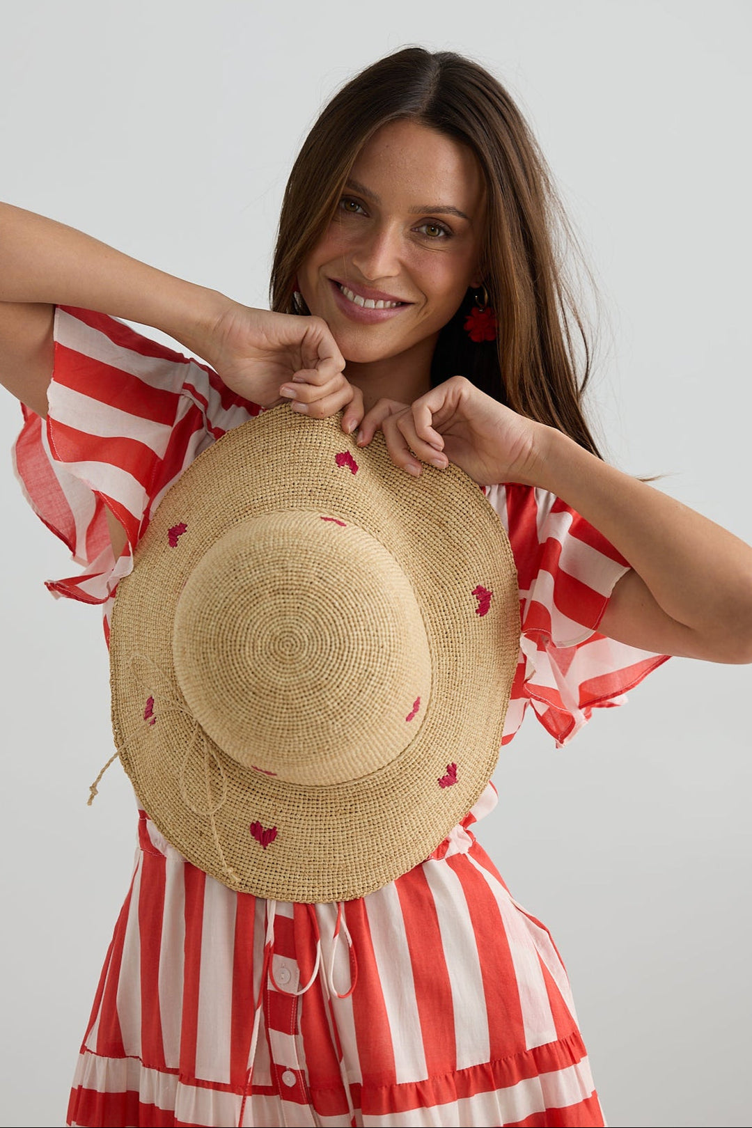 Love Bucket Hat - Natural W Red