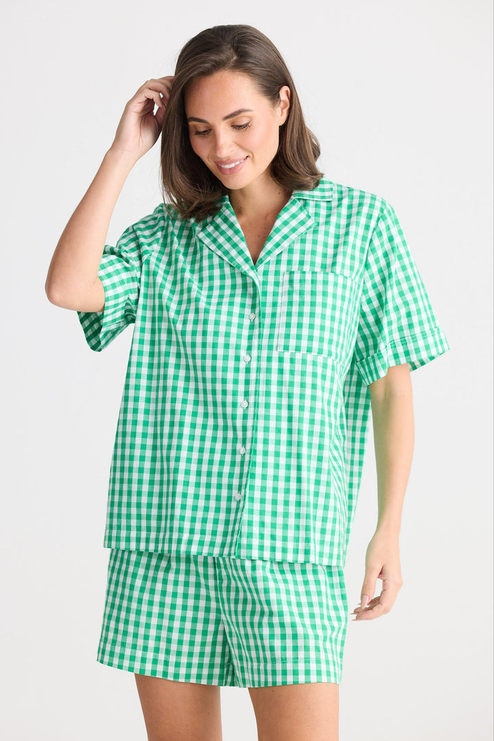 Stay In Bed Pyjama Set - Green Check