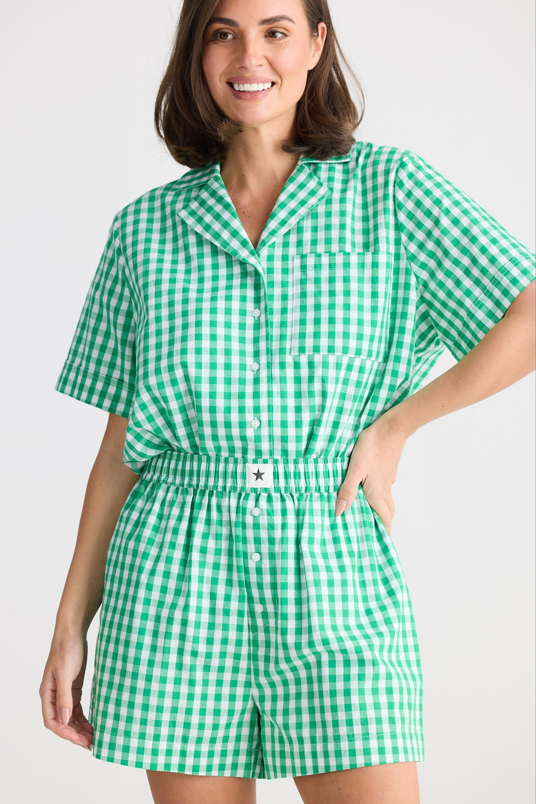 Stay In Bed Pyjama Set - Green Check