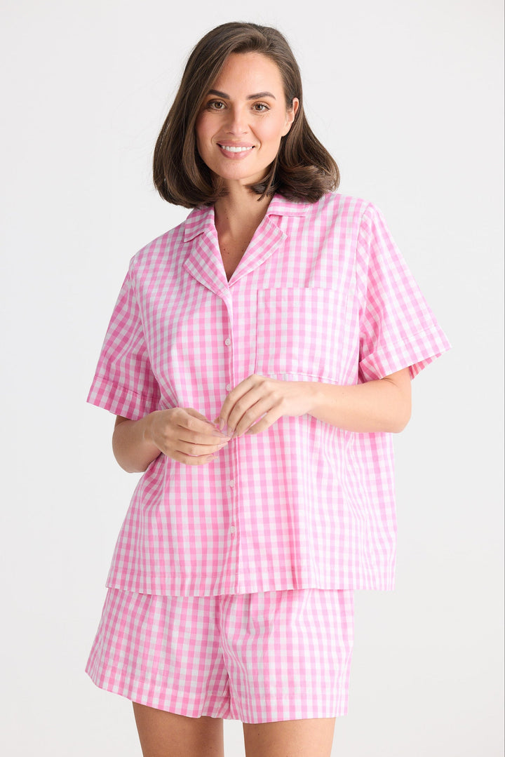 Stay In Bed Pyjama Set - Pink Check