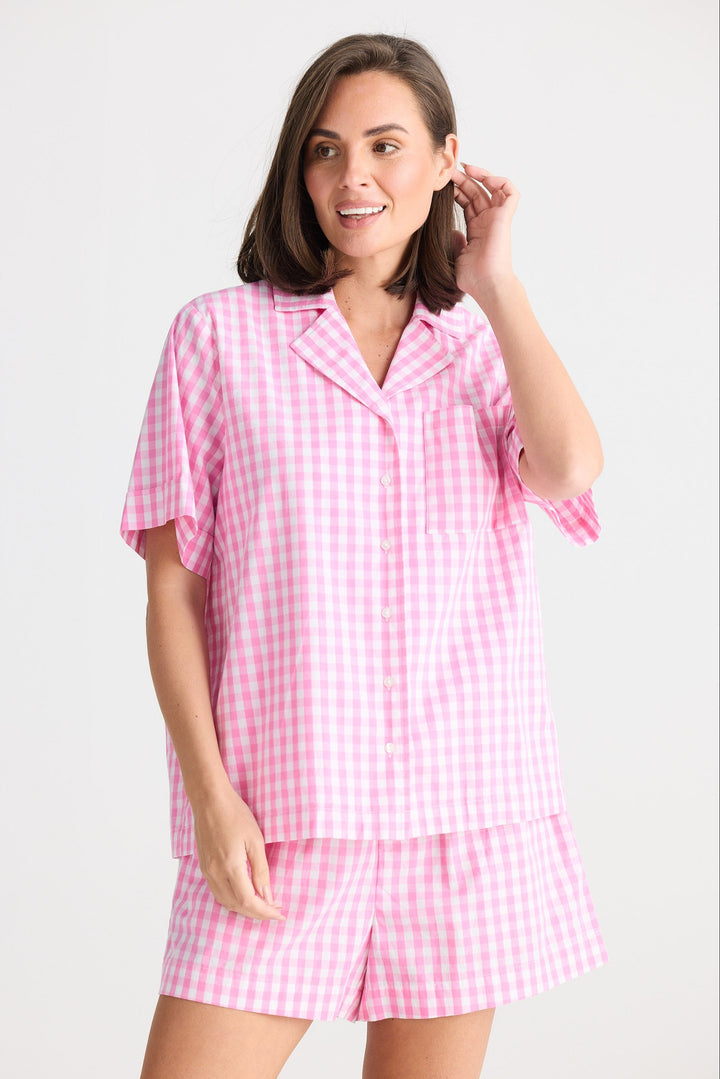 Stay In Bed Pyjama Set - Pink Check