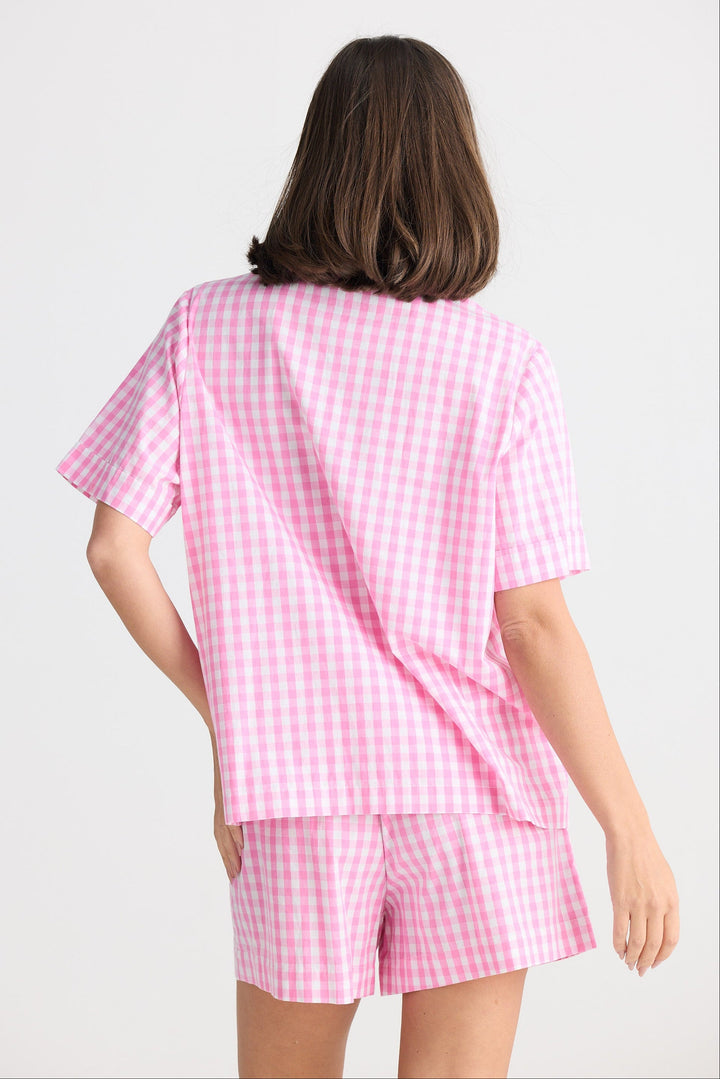 Stay In Bed Pyjama Set - Pink Check