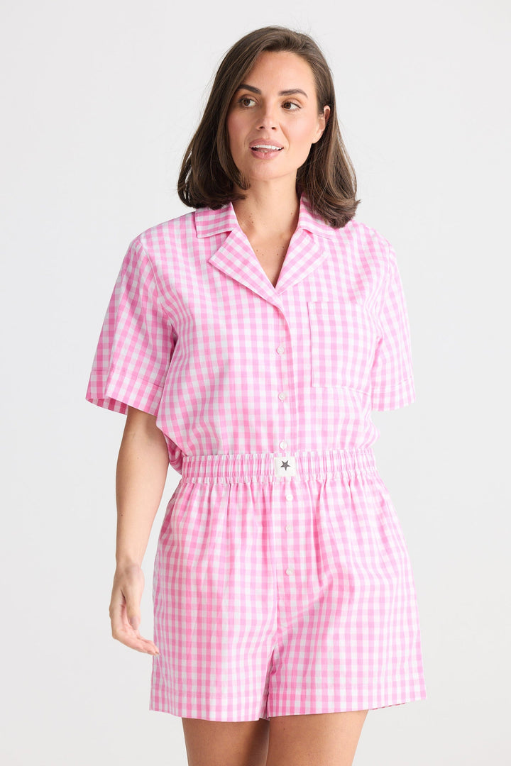 Stay In Bed Pyjama Set - Pink Check