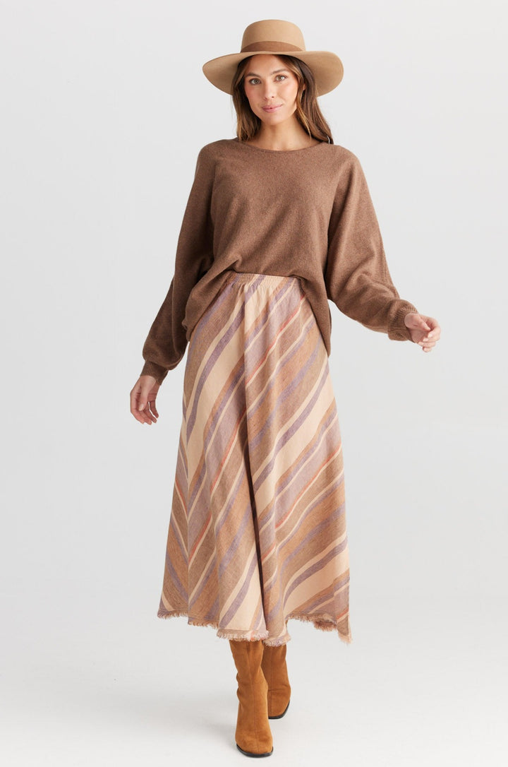 Sicily Skirt - Santal Stripe