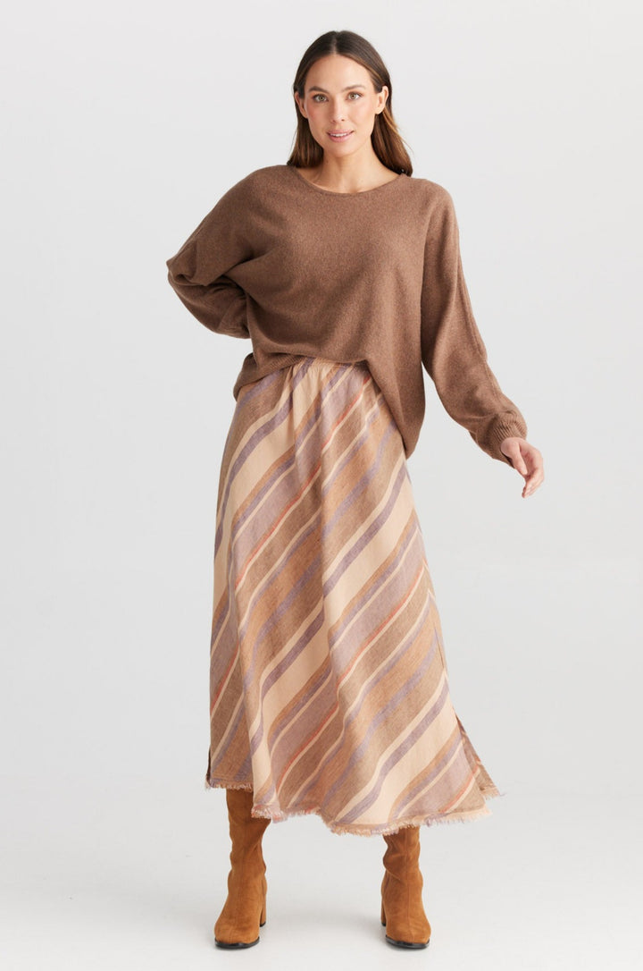 Sicily Skirt - Santal Stripe