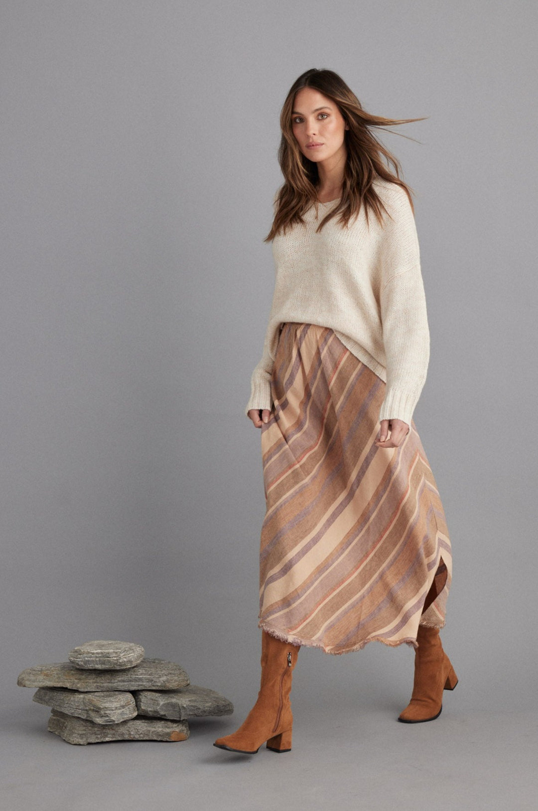 Sicily Skirt - Santal Stripe