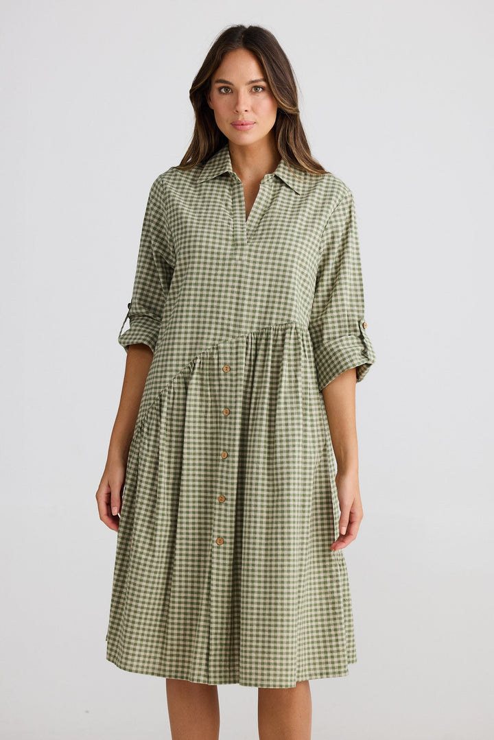 Havana Dress - Sage Check