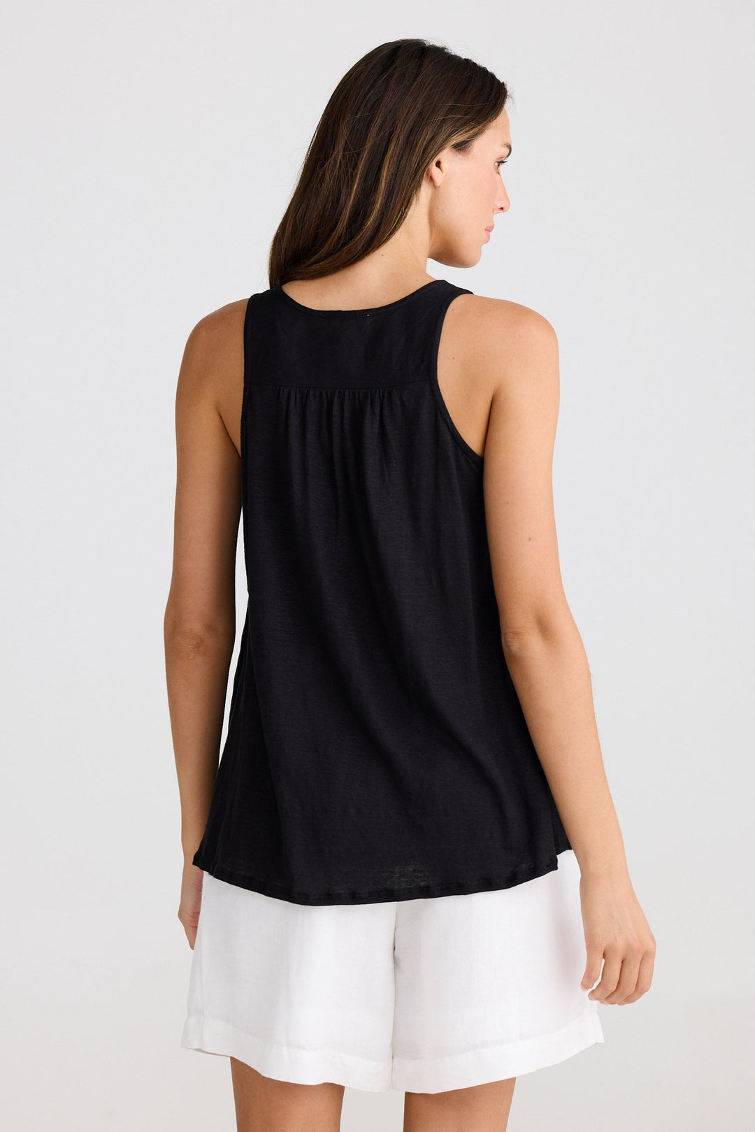 Livorno Singlet - Black Linen Blend