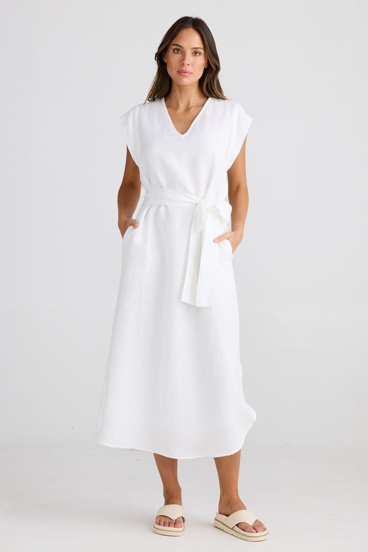 Sebou Dress - White Linen Blend