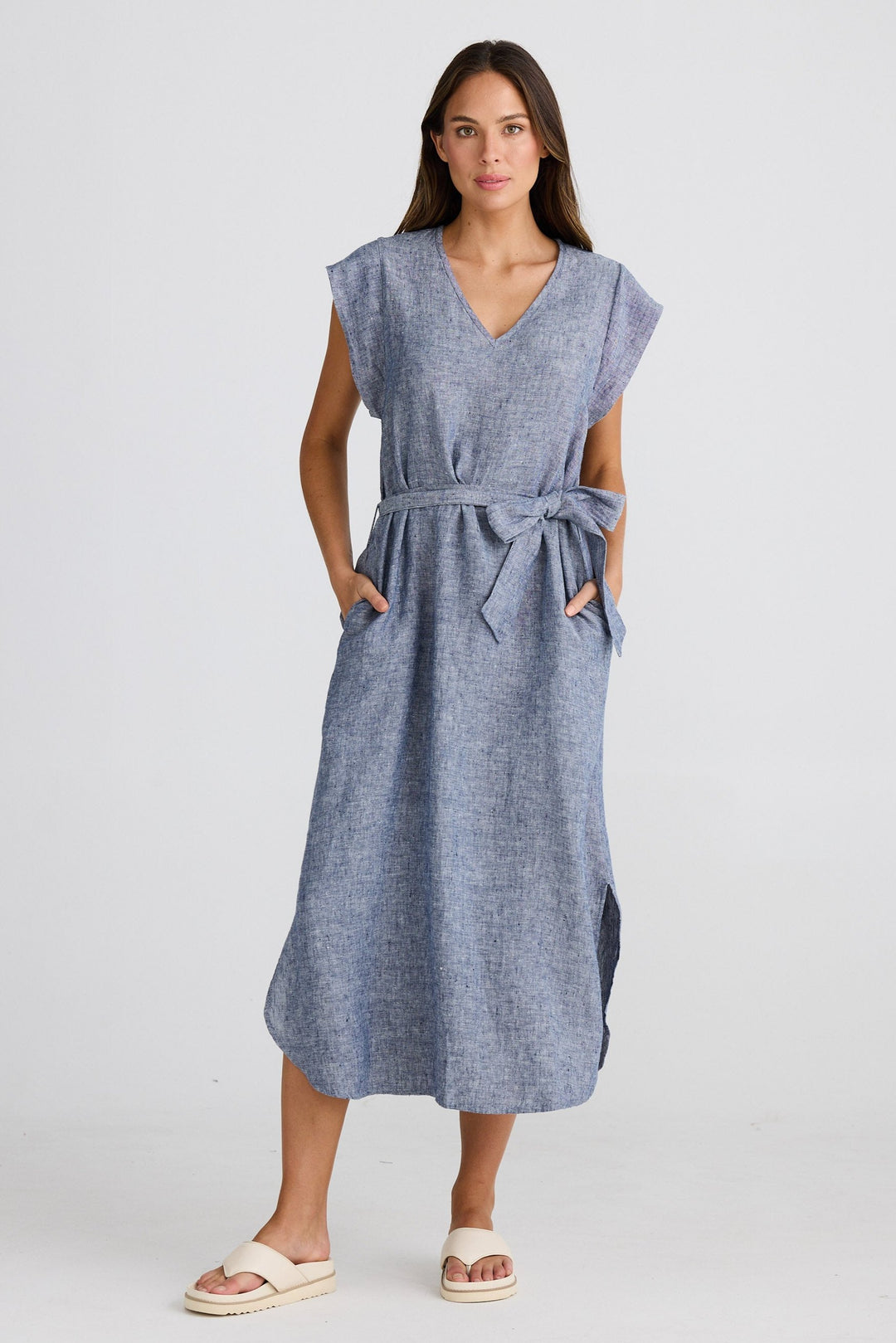 Sebou Dress - Navy Fleck