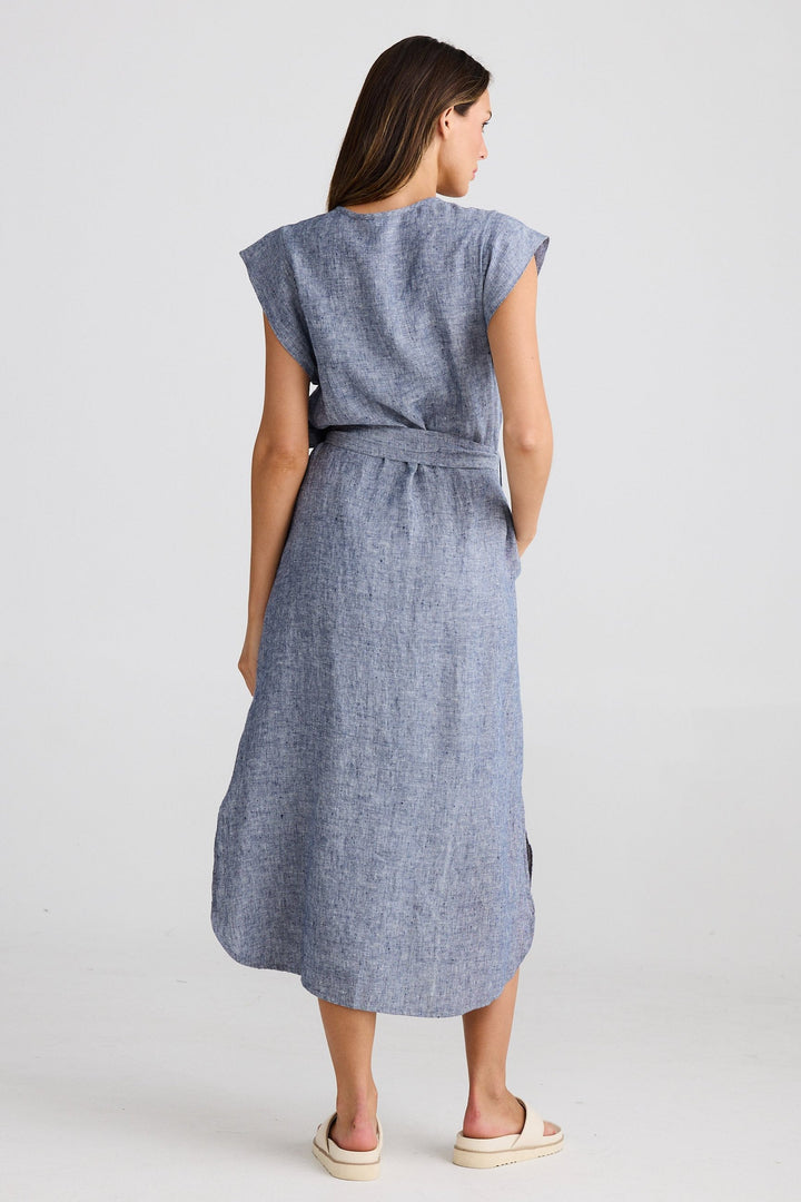 Sebou Dress - Navy Fleck