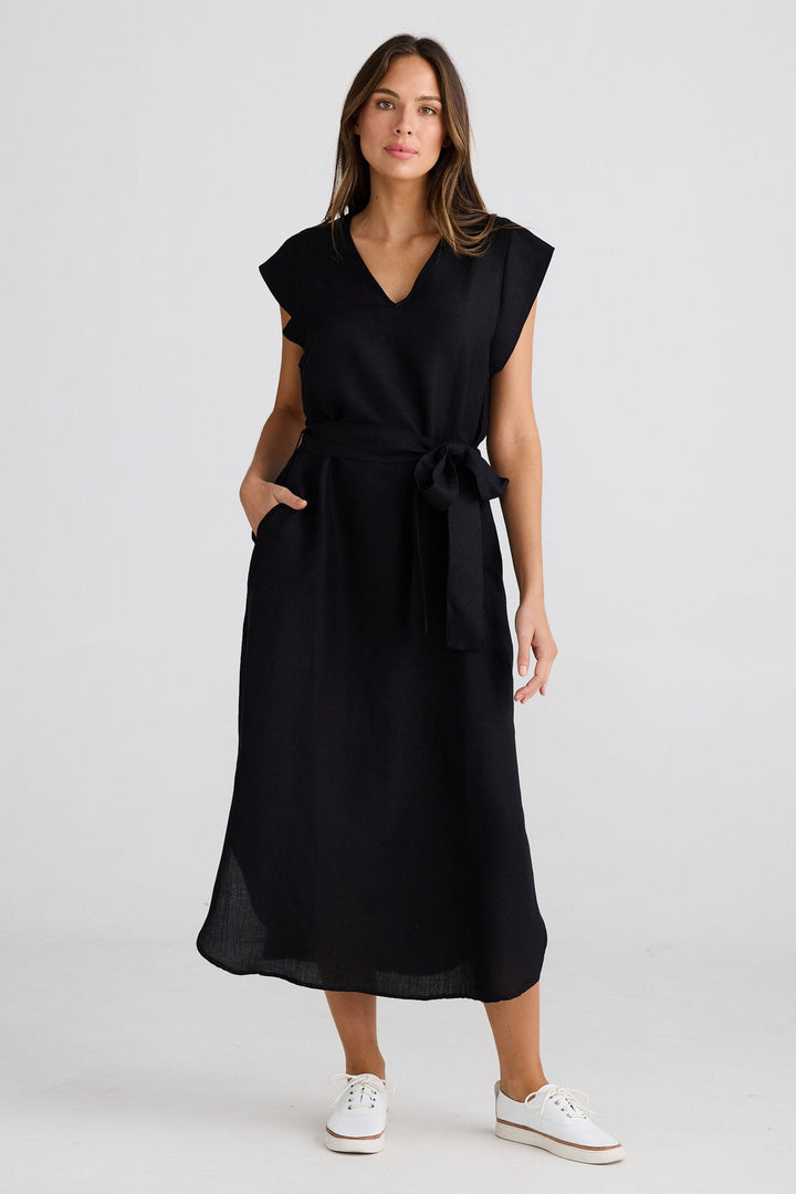 Sebou Dress - Black Linen Blend