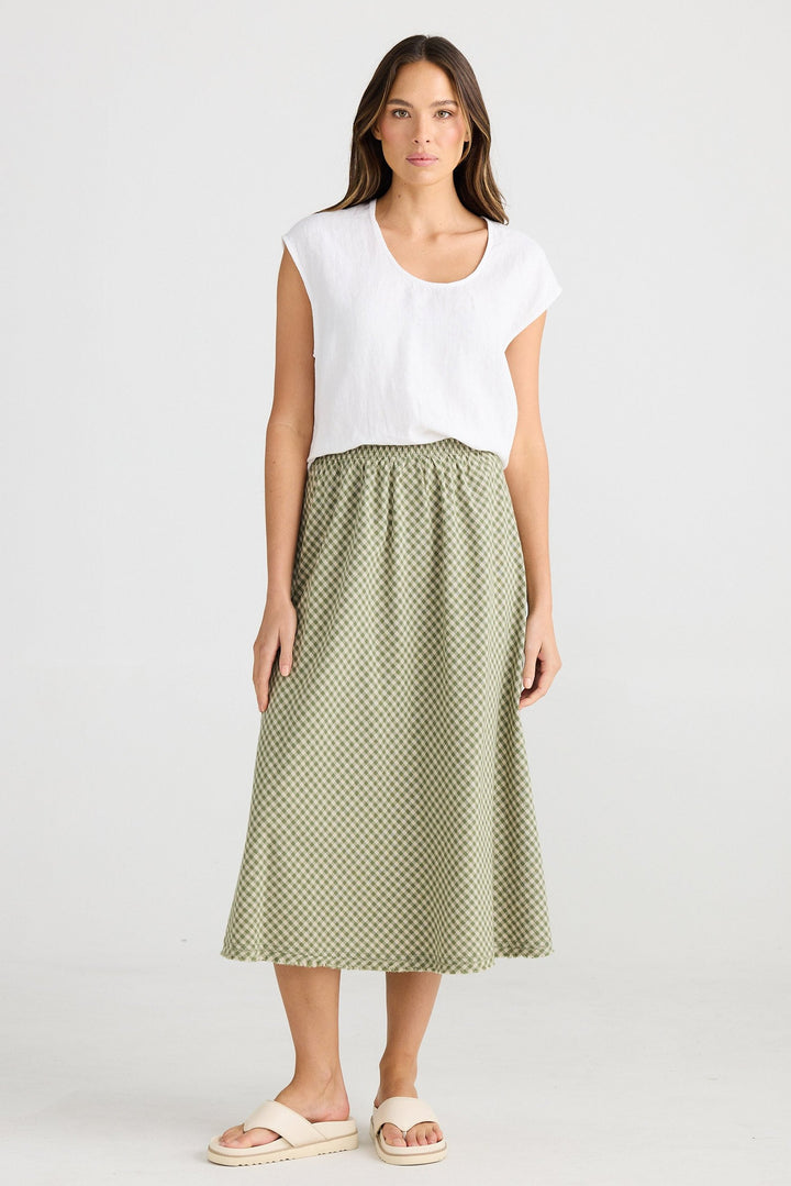 Sicily Skirt - Sage Check