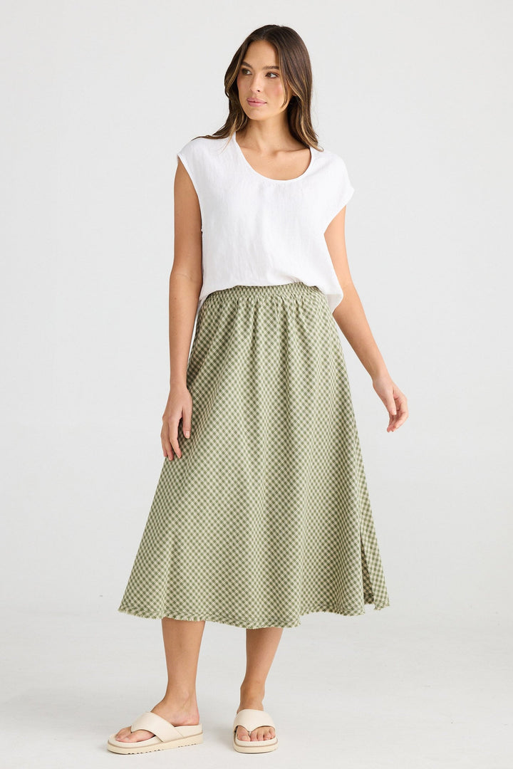 Sicily Skirt - Sage Check