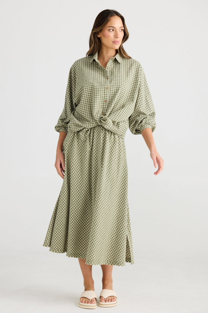 Sicily Skirt - Sage Check