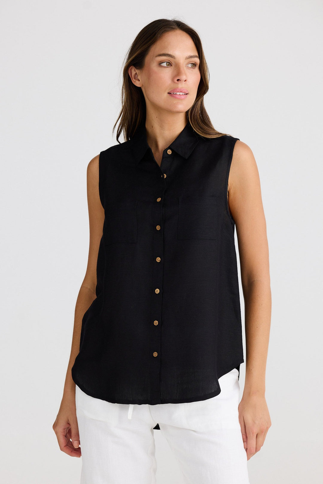 Bazzar Top - Black Linen Blend