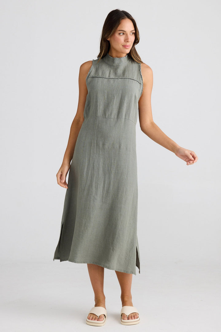 Helaina Dress - Pistachio Linen