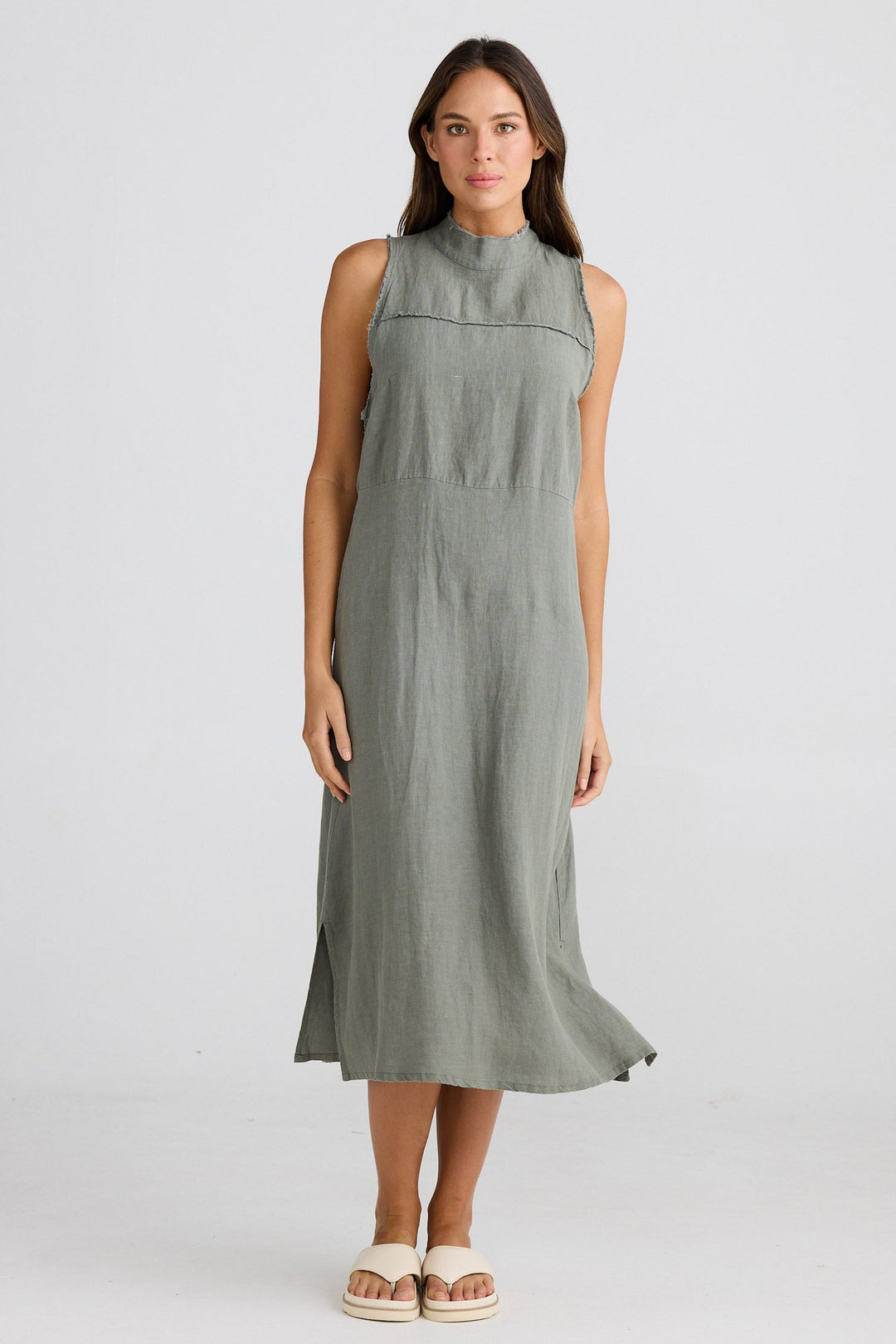 Helaina Dress - Pistachio Linen