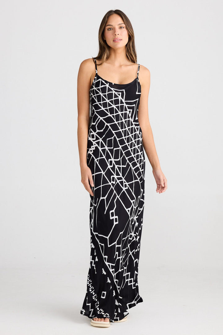 Claro Maxi Dress - Black Indus