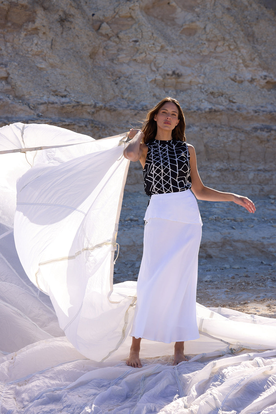 Kinley Skirt - White Linen Blend