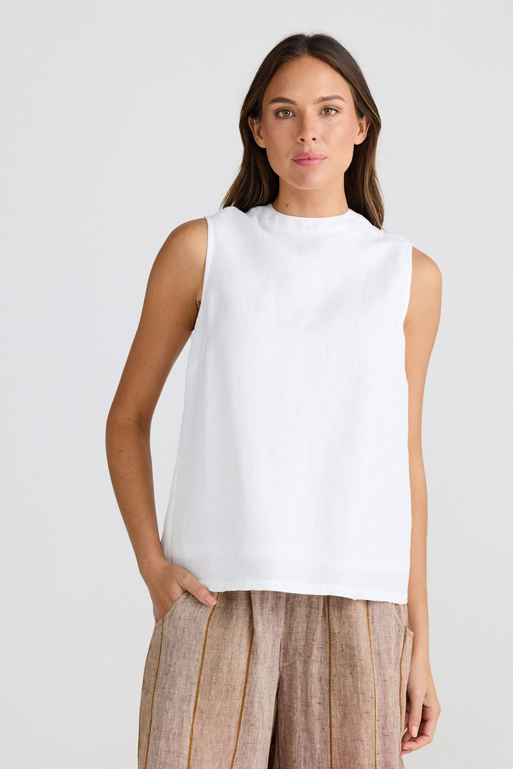 Adel Top - White Linen Blend