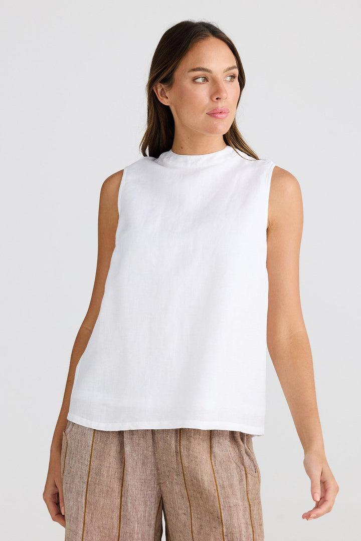 Adel Top - White Linen Blend