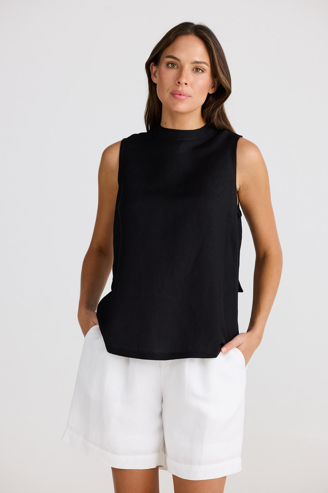 Adel Top - Black Linen Blend