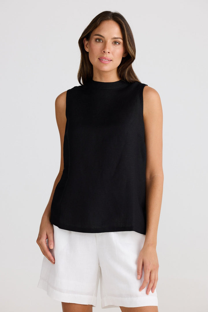 Adel Top - Black Linen Blend