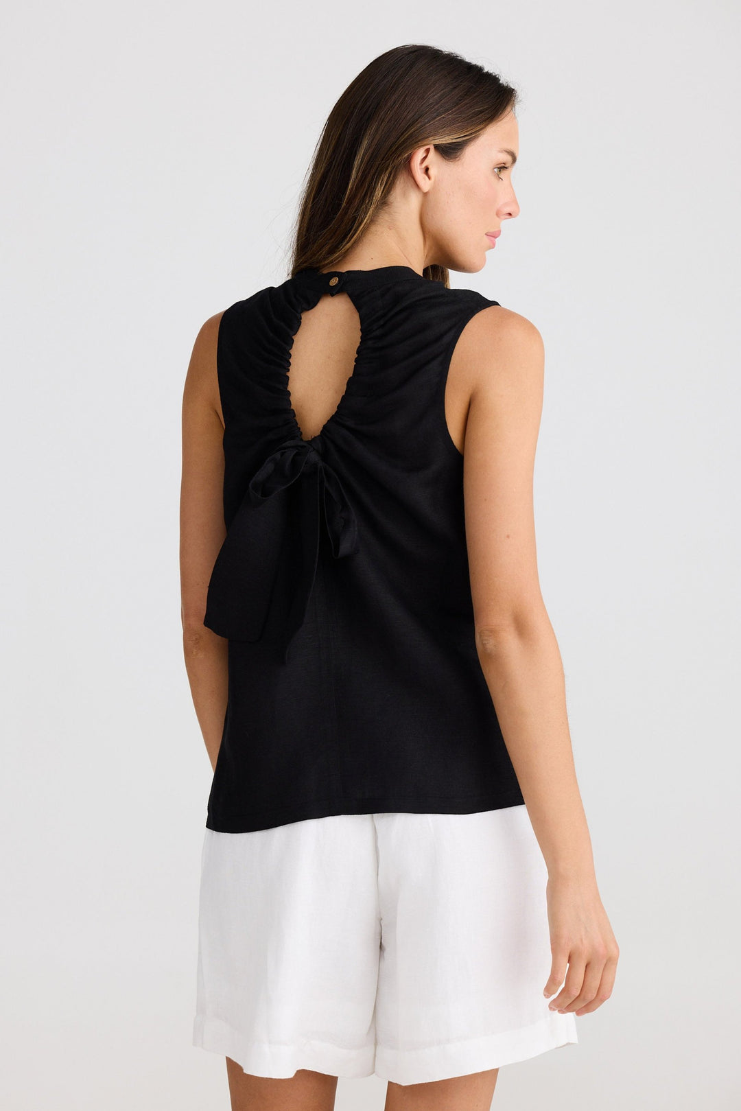 Adel Top - Black Linen Blend