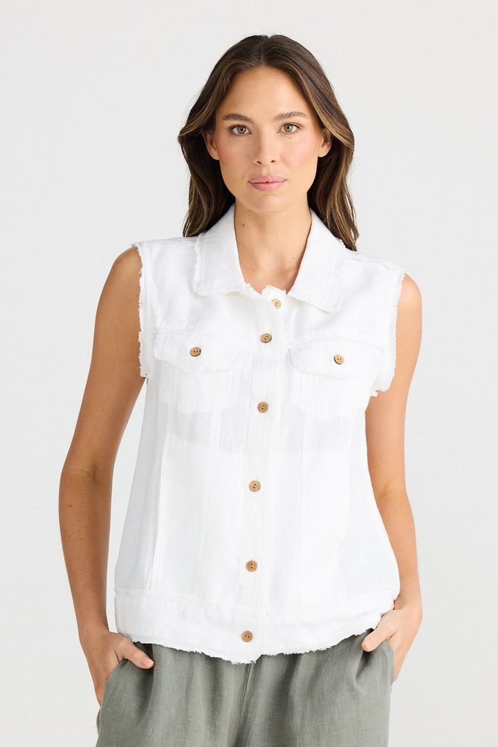 Monza Vest - White Linen